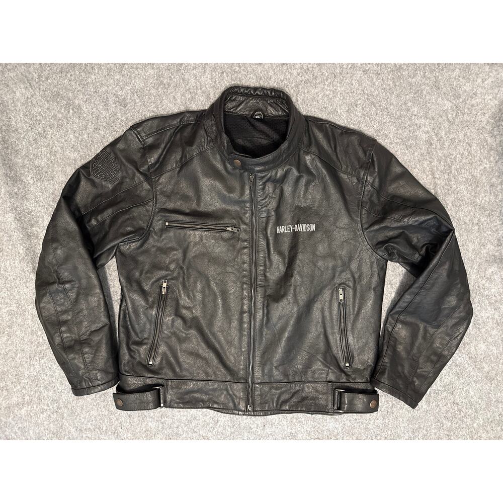 Vintage Harley-Davidson Leather Jacket Men’s XL Black Reflective Back